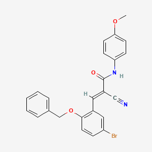 molecular formula C24H19BrN2O3 B2685206 (E)-3-(5-bromo-2-phenylmethoxyphenyl)-2-cyano-N-(4-methoxyphenyl)prop-2-enamide CAS No. 359026-51-0