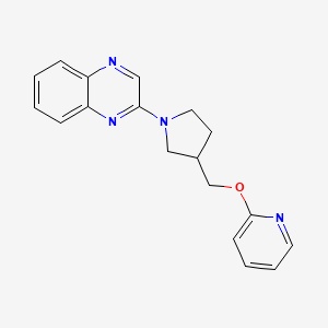 molecular formula C18H18N4O B2685214 2-[3-(Pyridin-2-yloxymethyl)pyrrolidin-1-yl]quinoxaline CAS No. 2415470-06-1