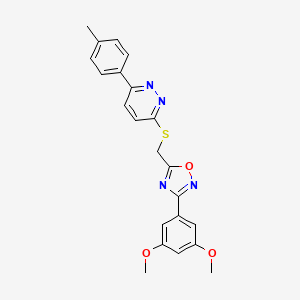 molecular formula C22H20N4O3S B2685217 3-({[3-(3,5-Dimethoxyphenyl)-1,2,4-oxadiazol-5-yl]methyl}sulfanyl)-6-(4-methylphenyl)pyridazine CAS No. 1111260-33-3