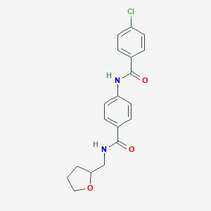 molecular formula C19H19ClN2O3 B268522 4-chloro-N-(4-{[(tetrahydro-2-furanylmethyl)amino]carbonyl}phenyl)benzamide 