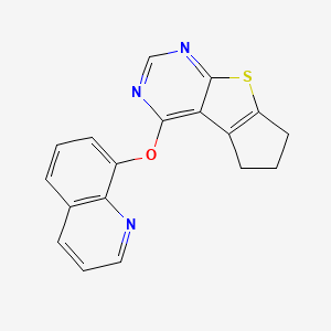 molecular formula C18H13N3OS B2685224 4-(quinolin-8-yloxy)-6,7-dihydro-5H-cyclopenta[4,5]thieno[2,3-d]pyrimidine CAS No. 670270-48-1