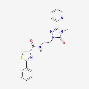 molecular formula C20H18N6O2S B2685251 N-(2-(4-methyl-5-oxo-3-(pyridin-2-yl)-4,5-dihydro-1H-1,2,4-triazol-1-yl)ethyl)-2-phenylthiazole-4-carboxamide CAS No. 1396681-05-2