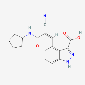 molecular formula C17H16N4O3 B2685254 4-[(Z)-2-Cyano-3-(cyclopentylamino)-3-oxoprop-1-enyl]-1H-indazole-3-carboxylic acid CAS No. 2094960-15-1