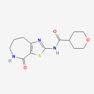 molecular formula C13H17N3O3S B2685256 N-(4-oxo-5,6,7,8-tetrahydro-4H-thiazolo[5,4-c]azepin-2-yl)tetrahydro-2H-pyran-4-carboxamide CAS No. 1797188-65-8