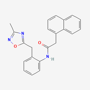 molecular formula C22H19N3O2 B2685265 N-(2-((3-methyl-1,2,4-oxadiazol-5-yl)methyl)phenyl)-2-(naphthalen-1-yl)acetamide CAS No. 1448128-46-8