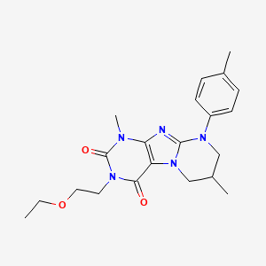 molecular formula C21H27N5O3 B2685268 3-(2-ethoxyethyl)-1,7-dimethyl-9-(4-methylphenyl)-7,8-dihydro-6H-purino[7,8-a]pyrimidine-2,4-dione CAS No. 848745-84-6
