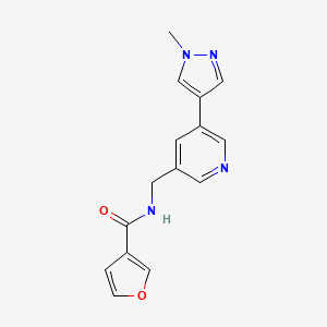 molecular formula C15H14N4O2 B2685269 N-((5-(1-methyl-1H-pyrazol-4-yl)pyridin-3-yl)methyl)furan-3-carboxamide CAS No. 2034230-87-8
