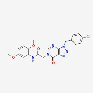 molecular formula C21H19ClN6O4 B2685274 2-(3-(4-chlorobenzyl)-7-oxo-3H-[1,2,3]triazolo[4,5-d]pyrimidin-6(7H)-yl)-N-(2,5-dimethoxyphenyl)acetamide CAS No. 892475-01-3