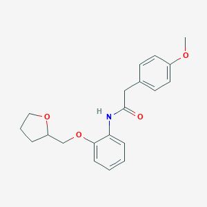 molecular formula C20H23NO4 B268528 2-(4-methoxyphenyl)-N-[2-(tetrahydro-2-furanylmethoxy)phenyl]acetamide 