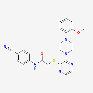 molecular formula C24H24N6O2S B2685286 N-(4-氰基苯基)-2-[3-[4-(2-甲氧基苯基)哌嗪-1-基]吡嘧啶-2-基]硫基乙酰胺 CAS No. 1115867-12-3