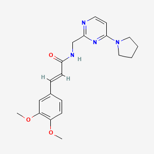 molecular formula C20H24N4O3 B2685287 (E)-3-(3,4-二甲氧基苯基)-N-((4-(吡咯啉-1-基)嘧啶-2-基)甲基)丙烯酰胺 CAS No. 1798423-25-2