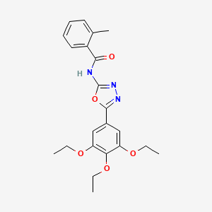 molecular formula C22H25N3O5 B2685292 2-methyl-N-[5-(3,4,5-triethoxyphenyl)-1,3,4-oxadiazol-2-yl]benzamide CAS No. 891128-83-9