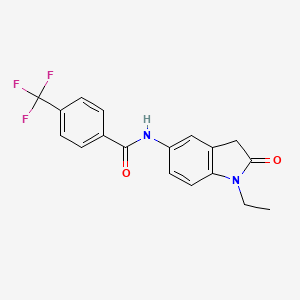 molecular formula C18H15F3N2O2 B2685293 N-(1-ethyl-2-oxoindolin-5-yl)-4-(trifluoromethyl)benzamide CAS No. 921812-77-3