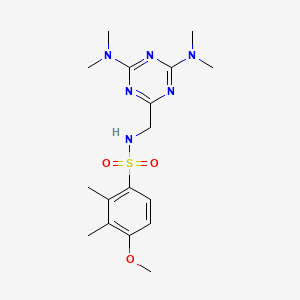 molecular formula C17H26N6O3S B2685296 N-((4,6-bis(dimethylamino)-1,3,5-triazin-2-yl)methyl)-4-methoxy-2,3-dimethylbenzenesulfonamide CAS No. 2034572-52-4