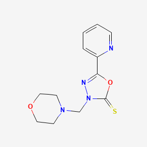 molecular formula C12H14N4O2S B2685297 3-(morpholinomethyl)-5-(2-pyridinyl)-1,3,4-oxadiazole-2(3H)-thione CAS No. 339022-59-2