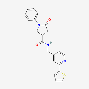 5-oxo-1-phenyl-N-((2-(thiophen-2-yl)pyridin-4-yl)methyl)pyrrolidine-3-carboxamide