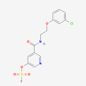molecular formula C14H12ClFN2O5S B2685303 3-[2-(3-Chlorophenoxy)ethylcarbamoyl]-5-fluorosulfonyloxypyridine CAS No. 2411255-08-6