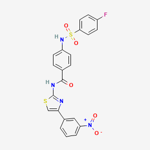 molecular formula C22H15FN4O5S2 B2685311 4-(4-fluorophenylsulfonamido)-N-(4-(3-nitrophenyl)thiazol-2-yl)benzamide CAS No. 898411-23-9