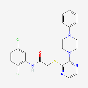 molecular formula C22H21Cl2N5OS B2685320 N-(2,5-dichlorophenyl)-2-{[3-(4-phenylpiperazin-1-yl)pyrazin-2-yl]sulfanyl}acetamide CAS No. 1030100-04-9