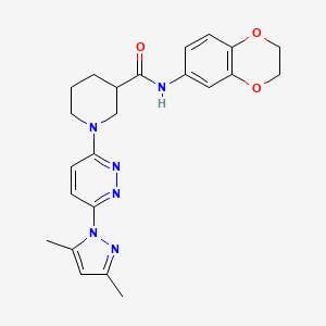 molecular formula C23H26N6O3 B2685327 N-(2,3-dihydro-1,4-benzodioxin-6-yl)-1-[6-(3,5-dimethyl-1H-pyrazol-1-yl)pyridazin-3-yl]piperidine-3-carboxamide CAS No. 1334375-49-3