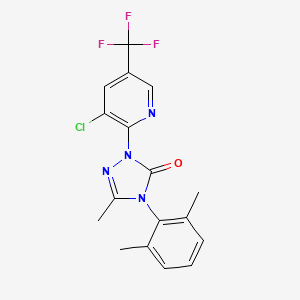 molecular formula C17H14ClF3N4O B2685328 2-[3-氯-5-(三氟甲基)-2-吡啶基]-4-(2,6-二甲基苯基)-5-甲基-2,4-二氢-3H-1,2,4-三唑-3-酮 CAS No. 860789-14-6