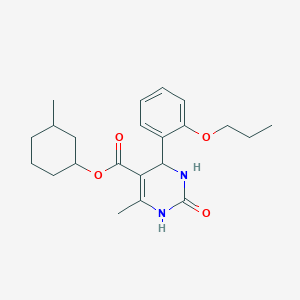 molecular formula C22H30N2O4 B2685329 3-Methylcyclohexyl 6-methyl-2-oxo-4-(2-propoxyphenyl)-1,2,3,4-tetrahydropyrimidine-5-carboxylate CAS No. 302332-76-9