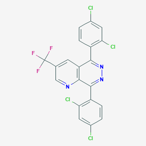 molecular formula C20H8Cl4F3N3 B2685338 5,8-双(2,4-二氯苯基)-3-(三氟甲基)吡啶并[2,3-d]吡啶嗪 CAS No. 439095-95-1