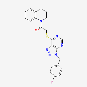 molecular formula C22H19FN6OS B2685343 1-(3,4-dihydroquinolin-1(2H)-yl)-2-((3-(4-fluorobenzyl)-3H-[1,2,3]triazolo[4,5-d]pyrimidin-7-yl)thio)ethanone CAS No. 863453-15-0