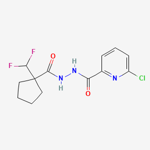 molecular formula C13H14ClF2N3O2 B2685347 6-chloro-N'-[1-(difluoromethyl)cyclopentanecarbonyl]pyridine-2-carbohydrazide CAS No. 2094916-40-0