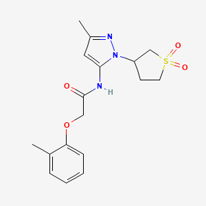 molecular formula C17H21N3O4S B2685348 N-(1-(1,1-二氧代四氢噻吩-3-基)-3-甲基-1H-吡唑-5-基)-2-(邻甲苯氧基)乙酰胺 CAS No. 1171628-26-4