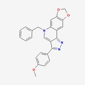 molecular formula C25H19N3O3 B2685350 5-benzyl-3-(4-methoxyphenyl)-5H-[1,3]dioxolo[4,5-g]pyrazolo[4,3-c]quinoline CAS No. 866341-34-6