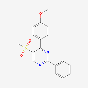 molecular formula C18H16N2O3S B2685356 4-(4-Methoxyphenyl)-5-(methylsulfonyl)-2-phenylpyrimidine CAS No. 339110-06-4