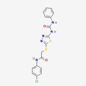 molecular formula C17H14ClN5O2S2 B2685357 N-(4-氯苯基)-2-((5-(3-苯基脲基)-1,3,4-噻二唑-2-基)硫)乙酰胺 CAS No. 898462-79-8