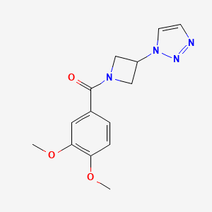 molecular formula C14H16N4O3 B2685358 (3-(1H-1,2,3-triazol-1-yl)azetidin-1-yl)(3,4-dimethoxyphenyl)methanone CAS No. 2034266-33-4