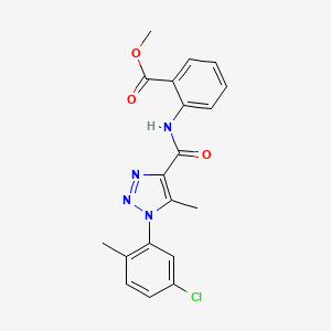 molecular formula C19H17ClN4O3 B2685359 甲基-2-[[1-(5-氯-2-甲基苯基)-5-甲基嘧唑-4-羰基]氨基]苯甲酸酯 CAS No. 904817-69-2