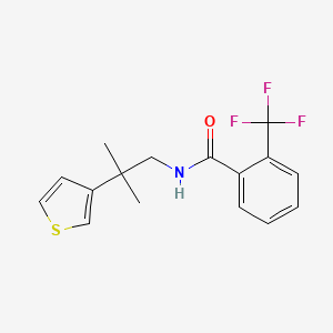 molecular formula C16H16F3NOS B2685363 N-(2-methyl-2-(thiophen-3-yl)propyl)-2-(trifluoromethyl)benzamide CAS No. 2309592-08-1