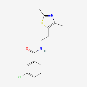 molecular formula C14H15ClN2OS B2685368 3-氯-N-[2-(2,4-二甲基-1,3-噻唑-5-基)乙基]苯甲酰胺 CAS No. 873010-73-2