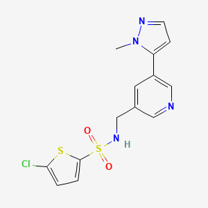 molecular formula C14H13ClN4O2S2 B2685370 5-氯-N-((5-(1-甲基-1H-吡唑-5-基)吡啶-3-基)甲基)噻吩-2-磺酰胺 CAS No. 2034560-43-3
