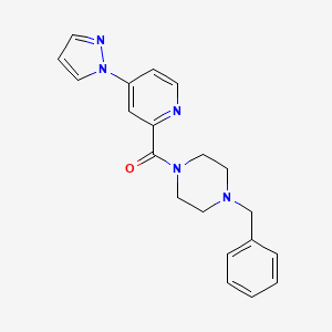molecular formula C20H21N5O B2685372 (4-(1H-pyrazol-1-yl)pyridin-2-yl)(4-benzylpiperazin-1-yl)methanone CAS No. 1421463-67-3