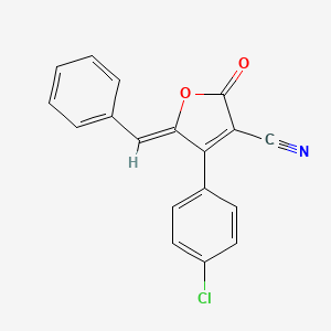 molecular formula C18H10ClNO2 B2685377 (5Z)-5-苄基亚甲基-4-(4-氯苯基)-2-氧代呋喃-3-羧腈 CAS No. 343375-81-5