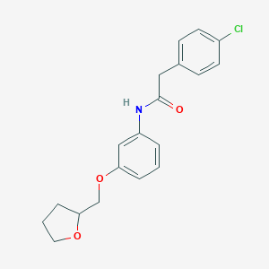 molecular formula C19H20ClNO3 B268538 2-(4-chlorophenyl)-N-[3-(tetrahydro-2-furanylmethoxy)phenyl]acetamide 