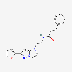 molecular formula C20H20N4O2 B2685387 N-(2-(6-(呋喃-2-基)-1H-咪唑并[1,2-b]吡唑-1-基)乙基)-3-苯基丙酰胺 CAS No. 1795416-23-7