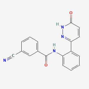 molecular formula C18H12N4O2 B2685388 3-cyano-N-(2-(6-oxo-1,6-dihydropyridazin-3-yl)phenyl)benzamide CAS No. 1448048-05-2