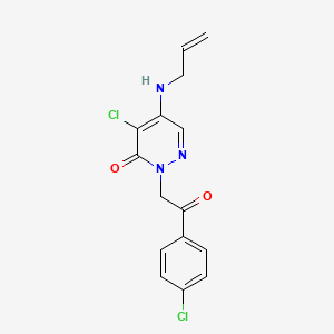 molecular formula C15H13Cl2N3O2 B2685406 5-(allylamino)-4-chloro-2-[2-(4-chlorophenyl)-2-oxoethyl]-3(2H)-pyridazinone CAS No. 477855-90-6