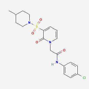molecular formula C19H22ClN3O4S B2685412 N-(4-chlorophenyl)-2-(3-((4-methylpiperidin-1-yl)sulfonyl)-2-oxopyridin-1(2H)-yl)acetamide CAS No. 1251562-42-1