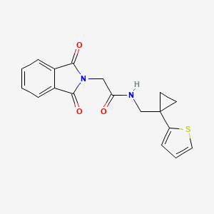 molecular formula C18H16N2O3S B2685429 2-(1,3-dioxoisoindolin-2-yl)-N-((1-(thiophen-2-yl)cyclopropyl)methyl)acetamide CAS No. 1203274-57-0