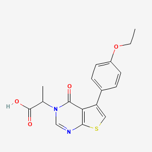 molecular formula C17H16N2O4S B2685431 2-[5-(4-Ethoxyphenyl)-4-oxothieno[2,3-d]pyrimidin-3-yl]propanoic acid CAS No. 446830-95-1