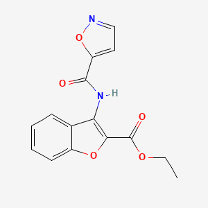 molecular formula C15H12N2O5 B2685439 乙酸-3-(异噁唑-5-甲酰氨基)苯并呋喃-2-甲酸乙酯 CAS No. 919860-95-0