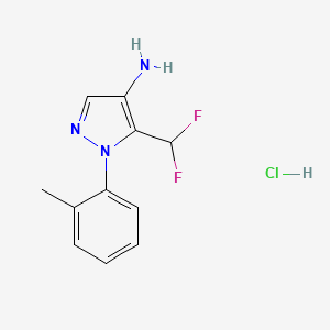 molecular formula C11H12ClF2N3 B2685459 5-(difluoromethyl)-1-(2-methylphenyl)-1H-pyrazol-4-amine hydrochloride CAS No. 1909320-27-9