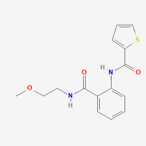 molecular formula C15H16N2O3S B268546 N-(2-{[(2-methoxyethyl)amino]carbonyl}phenyl)-2-thiophenecarboxamide 